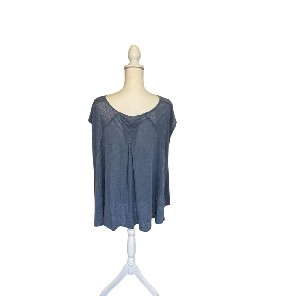 We The Free Free People Linen Tunic Top Women S Blue Boho Lagenlook Oversized